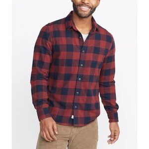 Marine Layer Men’s Downey Button Down Red & Blue Flannel Shirt Size Medium